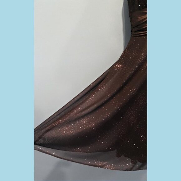 Vintage Y2K Laura Glitter Chiffon Satin Sleeveless Formal Dress Petite Size 4 - Picture 6 of 10
